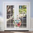 2 x Bimkole Interchangeable Seasonal Welcome Sign Front Door Decorations, Round Wood Wreath for Outdoor Farmhouse Porch - Perfect for New Home Housewarming Gift, Halloween Easter Christmas Home Decor