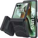 Vizvera for Motorola Razr Ultra 2025 Case with Hinge Cover,Built-in Screen Protector Shockproof All-Inclusive Smartphone Cover Wireless Charging for Motorola Razr Ultra 2025(Black)