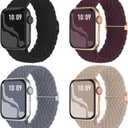 Braided Stretchy Solo Loop Compatible for Apple Watch Band 38mm 40mm 41mm 42mm 44mm 45mm 46mm 49mm for Women Men, Nylon Elastic Straps Wristbands for iWatch Series 11/10 9 8 7 6 5 4 3 SE/Ultra 3 2 1 (Milk Tea/Blue Gray/Dark Cherry/Black)