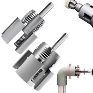 Pipe Thread Cutting Tool, 1/2'' and 3/4'' Water Pipe Internal and External Integrated Threader, Electric Drill Compatible PVC Pipe Threader Kit, PVC Threader Maker Tool for Electric Drill (1/2"+3/4") Has Damage