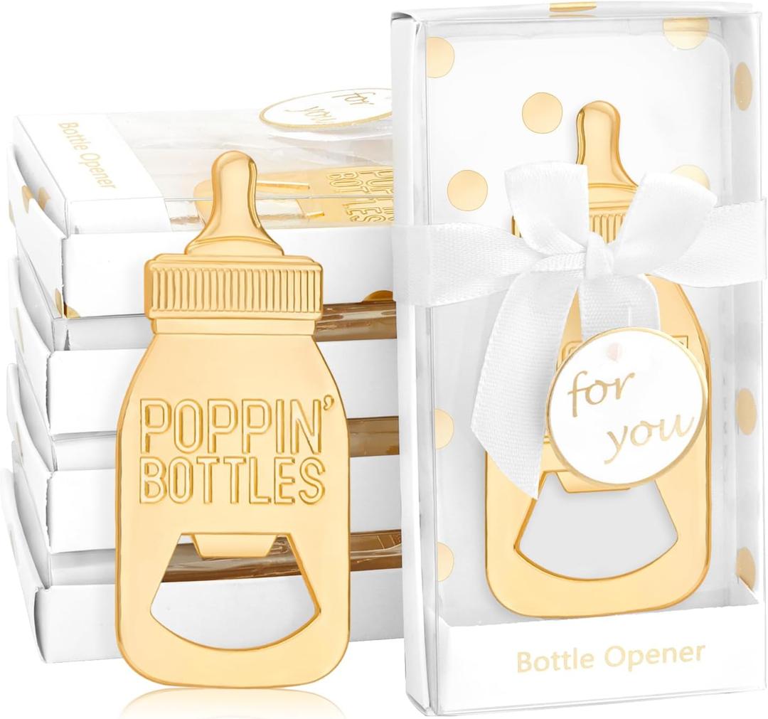 YKLIGTN 50PCS Baby Bottle Openers for Baby Shower Favors, Gifts, Decorations, or Souvenirs with Gift Box, Popping Design for Boy or Girl