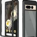 Wahhle Compatible With Google Pixel 7 Pro Case, Built in Screen Protector Full Body Shockproof Slim Fit Bumper Protective Phone Cover Men Women-Black/Clear