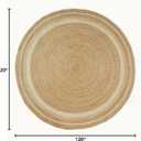 GRUHUM 6' ft Round Jute Cotton Area Rug - Natural Fiber Handmade Boho Charm Farmhouse Jute Area Rug Soft Braided Rustic Vintage Reversible Indoor Outdoor Kitchen Bedroom Living Room Hallways Enterway