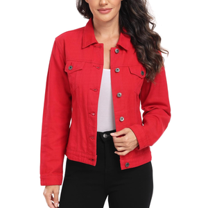 Women's Denim Jackets Button Up Long Sleeve Basic Trendy Trucker Jackets, 2XL