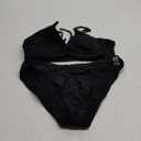 Meetall Women's High Cut String Triangle Bikini Set Swimsuits Sexy Bathing Suits 2 Piece (Large, Black)