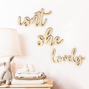 Huray Rayho Isnt She Lovely Wood Sign Boho Girls Bedroom Kids Room Wooden Wall Art Shelf Decor Decoration for Hanging & Display