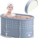 Portable Bath Tub No Installation, Foldable Bathtub for Adults, Separate Hot SPA Tub for Shower Stall, Non-Inflatable Ice Folding Bathubs, Family Soaking Baths (Gray, 37.421.621.6 inch)