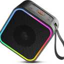 Portable Bluetooth Speaker, Wireless Speaker with Lights, Built-in Mic Bluetooth 5.3, Portable Wireless Up to 10H Playtime, 8W Powerful Crystal Punchy Bass, for Home/Outdoor/Party/Beach, Brown (Black)