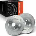 A-Premium 12.44 inch (316mm) Front Drilled and Slotted Disc Brake Rotors Compatible with Select Subaru Models - Forester 2019-2021, WRX 2022, 2-PC Set