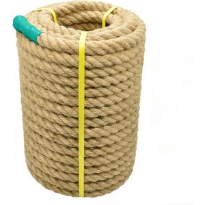 Jute Rope Natural Jute Manila Rope Nautical Hemp Ropes Twisted Natural Thick Heavy Duty Ropes for Crafts, Bundling,Anchor, Hammock, Nautical, Tug of War, Railings,Decorate (1-1/2 in X 100 Ft)