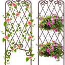 AMAGABELI GARDEN & HOME 2 Pack 47 x 16 Metal Garden Trellis for Climbing Plants Outdoor Trellis for Climbing Roses Vines Vegetables Metal for Ivy Cucumbers Brown