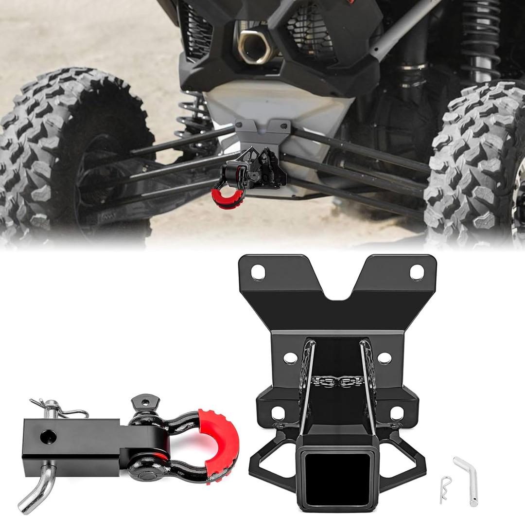 2 Rear Trailer Hitch No Drilling & Shackle Receiver with 3/4'' D Ring and 7/8" Locking Pin Compatible with Can-Am Maverick X3 All Models 2017-2021