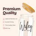 KLUBI Christmas Gift for Bride - Wifey Est 2025 Cup with Straw and Lid Cool Bridal Shower Gifts for Bride To Be Wifey Gifts for Wife Cup Tumbler Mrs Wedding 2025 (Wifey Est 2025 Clear Glass (16 Ounce))