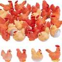 SUPERFINDINGS 32Pcs 4Styles Mini Chicken Figurines Resin 3D Hen Rooster Ornaments Chicken Cock Miniature Fairy Garden Decor Hen Micro Landscape Accessories