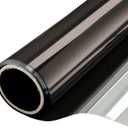 WPCTEV Window Film One Way Mirror Tint Vinyl Daytime Privacy Static Non-Adhesive Decorative Heat Control Anti UV Window Covering for Home and Office Black Silver 6 Mil 29.5 Inch x 6.5 Feet