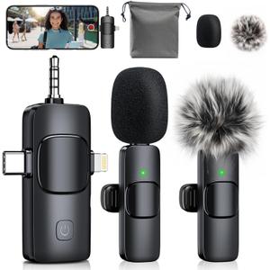 3-in-1 Mini Microphone for iPhone: Wireless Lavalier Microphones for iOS/Android/Camera - Noise Reduction Lapel Mic forLive Stream - HiDefSound for Video Mavericks