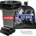 Reli. 40 to 45 Gallon Trash Bags Heavy Duty | 125 Trash Bags with Ties | Super Sizeable, Black, Serious Garbage Cleanup