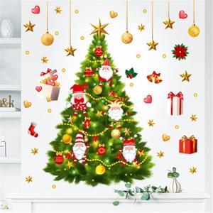 Kiddale Christmas Wall Decals,Removalble Santa Claus Christmas Tree Wall Stickers for DIY Home Dcor