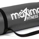 Maximo Fitness Yoga Mat - Multipurpose Exercise Mat for Men, Women and Kids, Ideal Non Slip Workout Mats for Yoga, Pilates, Gym Exercise with Carrying Strap (12mm Thick, Black)