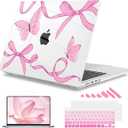Mektron for 2025 MacBook Pro 14inch M5 Case A3434 Fits 20242021 M4 A3112 A3401 A3185 M3 A2918 A2992 M2 A2779 M1 A2442 Pro/Max, Printed Plastic Hard Shell Laptop Cover, Pink Bows C245