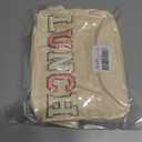 Lunch Bag for Women Insulated For Men PU leather Small Office Work lunch with Chenille Letters Leakproof Freezable Cooler Reusable Portable Box (White)