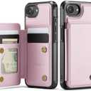 Vinich for iPhone 16e Wallet Case with Card Holder, RFID Blocking Credit Slots Kickstand Shockproof Phone Cover for Women Men, Rose Gold