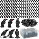 120 PCS Mini Resin Crow Figurines Halloween Decor Black Miniature Crow Gothic Tiny Raven Vase Filler Spooky Bird Ornament DIY Craft Project for Garden Landscape Scene Cupcake Topper Decoration