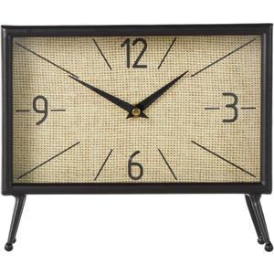 Deco 79 Metal Rectangular Clock with Tea Stained Clock Face, 10" x 3" x 8", Black
