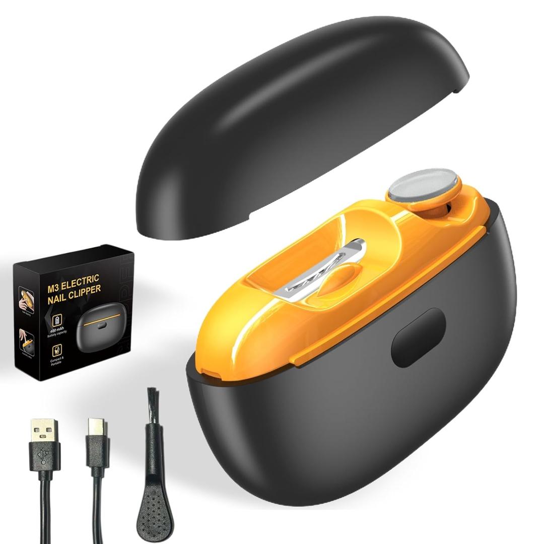 Smart Electric Nail Clipper,Nail File,2 Speeds Automatic Nail Trimmer with LED Light& Clip Storage,Rechargeable & Silent Designed Manicure Set for Kids, Adults, Seniors & Arthritis Patients(Black)