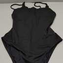 ZAFUL Women's One Piece Swimsuit Lace Up Tie Back Bathing Suits Ribbed Fully Lined Tummy Control Scoop Neck Padded Swimwear (Large, Black)