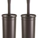 Toilet Brush and Holder 2 Pack, Toilet Bowl Brush with Extra Long Handle, Toilet Scrubber and Covered Holder, Toilet Brushes for Bathroom-Space Saving, Covered Brush, Durable, Deep Cleaning(Bronze)