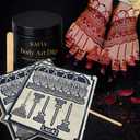 KAFIA Body Art Stencil Kit, Temporary Body Art, 50gm Brown Dip, 2 Stencil Kits, Includes Stick and Instruction Card (Feet Stencil 03)