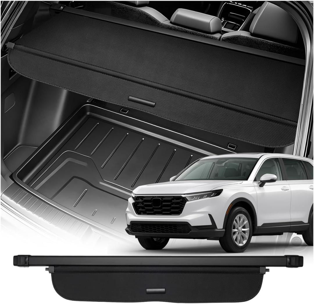 Powerty Retractable Cargo Cover for 2023 2024 2025 2026 Honda CRV, Carbon Fiber Texture Trunk Cover Privacy Screen Rear Security Shade for CRV Accessories