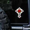 5 x Cross with A Red Rose Sticker 5 inch, Rose Decals for Cars, Waterproof Vinyl Decals for Trucks, Cars, Laptops, Tumblers or Any Smooth Surface