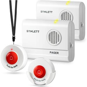 Caregiver Pager Call Button Wireless Call Bell Alert Buttons for Patients Elderly Seniors Home Portable Nurse Call System Bed Alarm Fall Prevention Emergency