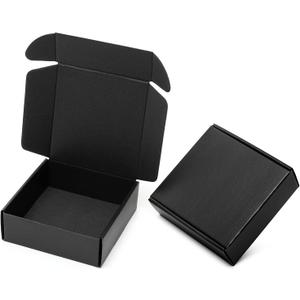 Mcfleet 6x6x2" Small Black Shipping Boxes - 24 Pack Corrugated Cardboard Mailing Box Packaging for Small Business - Tab Locking Literature Mailer Flat Empty Gift Packing Supplies