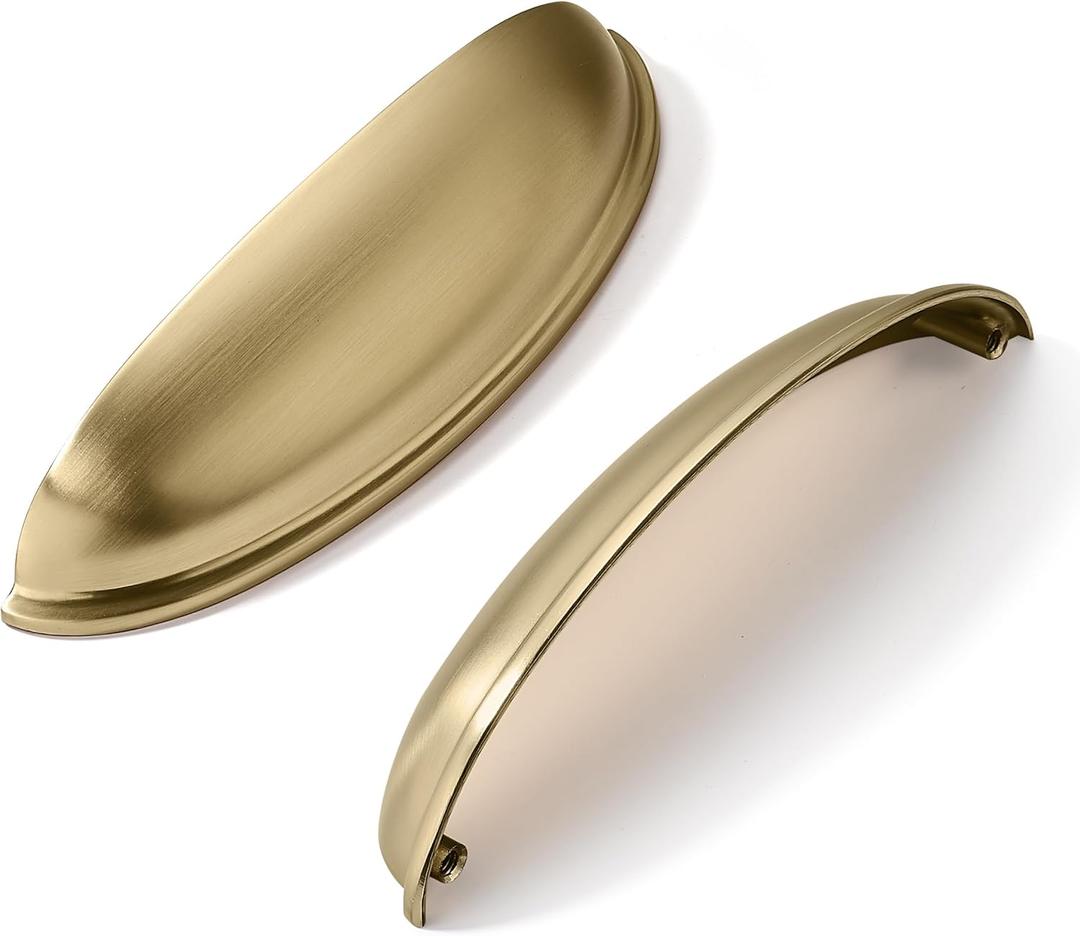 khtumeware 10 Pack 3-3/4" Drawer Pulls Champagne Bronze Cabinet Cup Pulls Kitchen Hardware Cabinet Handles Drawer Handles Knobs 3-3/4 inch Hole Center