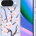 MOSNOVO Case for Google Pixel 10 & Pixel 10 Pro, [Buffertech 6.6ft Military-Grade Drop Protection] [Anti Peel Off Tech] Clear TPU Bumper Phone Case Cover Design - Cherry Blossom Floral