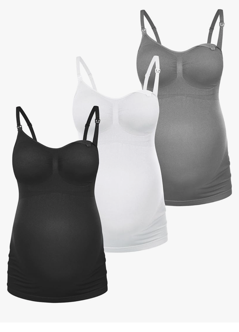 HOFISH Support Nursing Tank Tops for Breastfeeding, Comfort Stretch Maternity Camisoles Medium