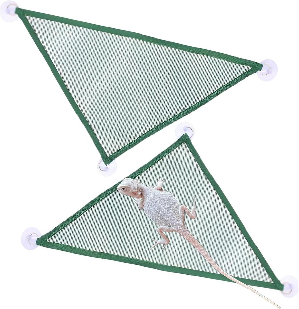 Bearded Dragon Lizard Hammock, Breathable Mesh Reptile Hammock Accessories for Iguanas, Anoles, Geckos, Snakes, Chameleon - 2pcs Green