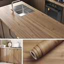 Livelynine 15.8x394 Wood Peel and Stick Countertops Waterpoof Wood Countertop Contact Paper Brown Wallpaper Kitchen Counter Vinyl Wrap Renter Friendly Cabinet Covers Self Adhesive Laminate Sheets (Acacia Wood Grain)