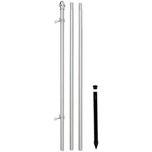 Flags Importer 10ft Aluminum (Silver) Outdoor Pole with Ground Spike - Silver