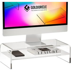 Acrylic Monitor Stand Riser Clear Computer Monitor Stand (Big), 16 x 7.7 x 4.3 inches