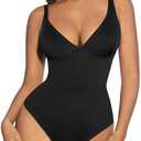 FeelinGirl Shapewear Bodysuits for Women Tummy Control Body Suits Deep V Neck Thong Body Shaper XL