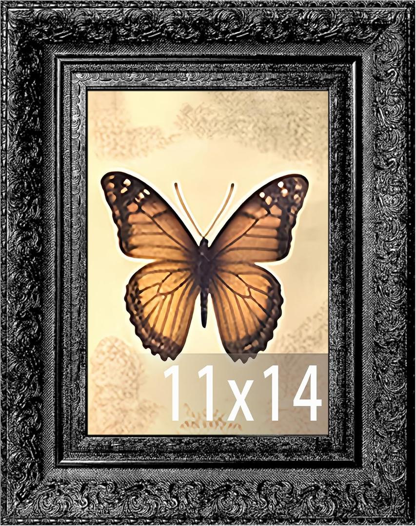 Vintage Picture Frame, Decorative Wall Hanging and Tabletop Display Photo Frame (Black, 11X14)