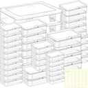 Bead storage container,44pcs of different sizes rectangular mini clear plastic storage box with hinged lid and label for bracelet making DIY jewelry craft nail organizer,Mix Size-2