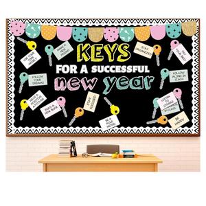 This is Your Year Bulletin Board Decorations Set Colorful Keys Paper Cutouts Inspirational New Year Bulletin Board Positive Sayings Accents for 2026 Back to School Classroom Home Chalkboard Wall Decor