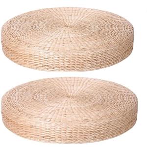 HUAWELL 2 Pack Super Bigger Size Tatami Floor Pillow Sitting Cushion, Round Padded Room Floor Straw Mat for Outdoor Seat Dia: 60CM (23.6), 2 Count