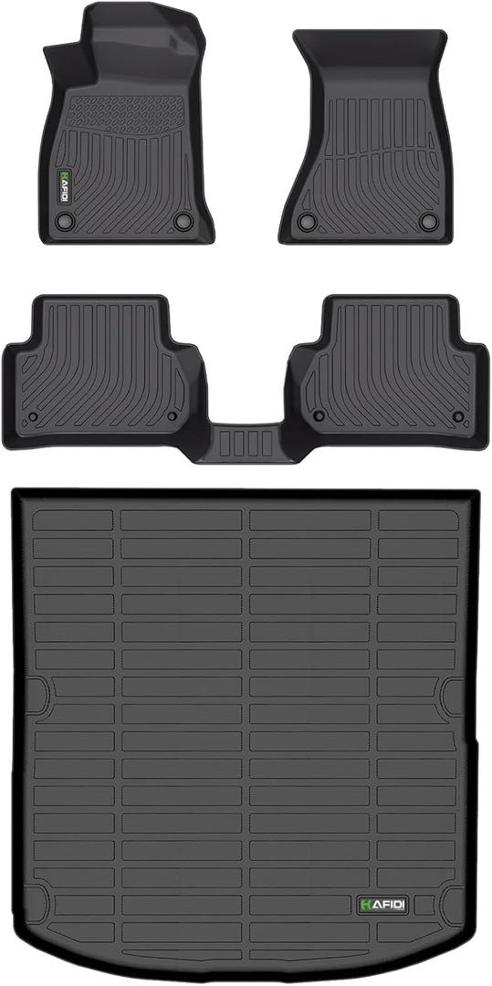 HAFIDI Floor Mats & Cargo Liner Set Fit for Audi A4 17-25 | (Only Sedan Not for Allroad & Quattro) Custom full set Car liners,all weather guard,Full Set Accessories, TPE, Black