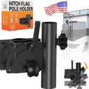 Adjustable RV Flag Pole Mount, Heavy-Duty RV Flag Holder for 1"–1.5" RV Ladders, Fits 1"–1.25" Flagpoles, Vertical & Horizontal Installation, Durable Camper Flag Mount